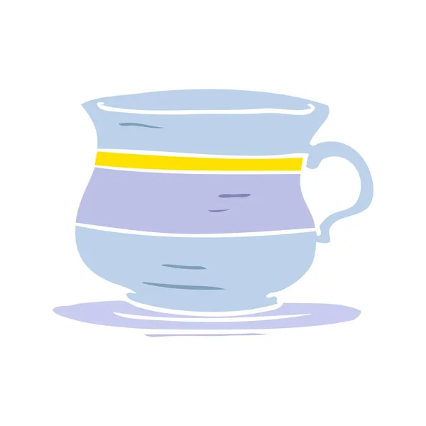 扁平色风格卡通老茶杯 — 图库矢量图片