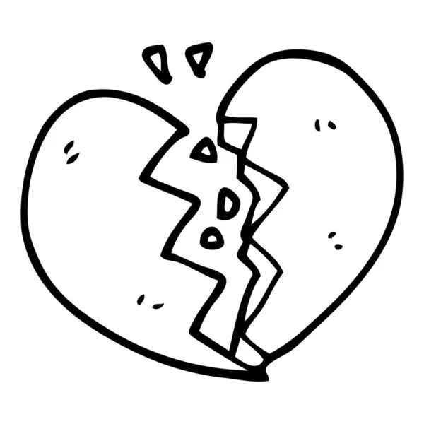 Kırık Kalp Çizim Karikatür — Stok Vektör