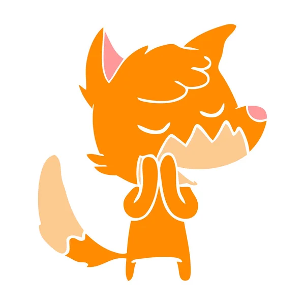 Freundliche Flache Farbe Stil Cartoon Fox — Stockvektor