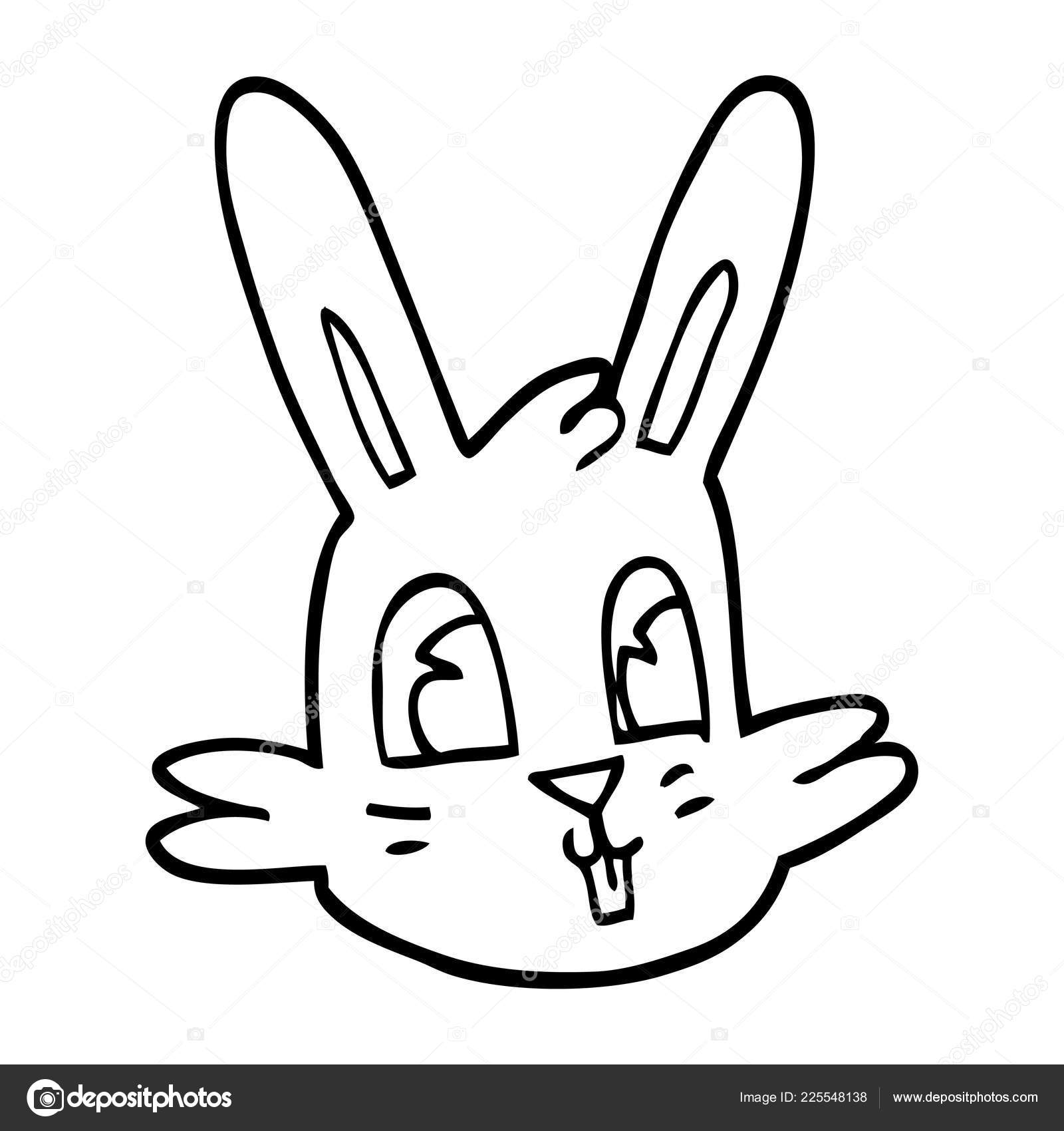 Line Drawing Cartoon Bunny Face Vector Image By C Lineartestpilot Vector Stock 225548138