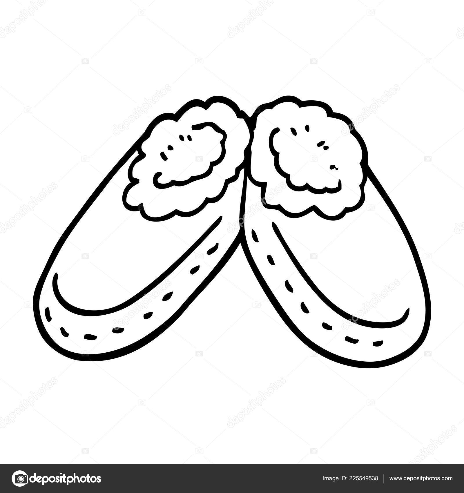 Line Drawing Cartoon Purple Slippers Stock Image by ©lineartestpilot #225549538