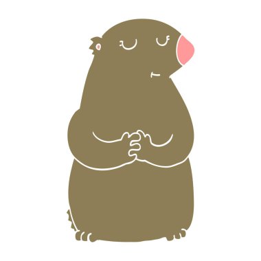 sevimli düz renk tarzı çizgi film ayı