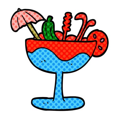çizgi film doodle tropikal kokteyl
