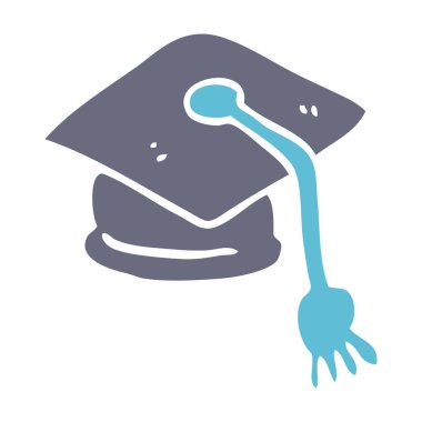 düz renk illüstrasyon karikatür mezuniyet şapka