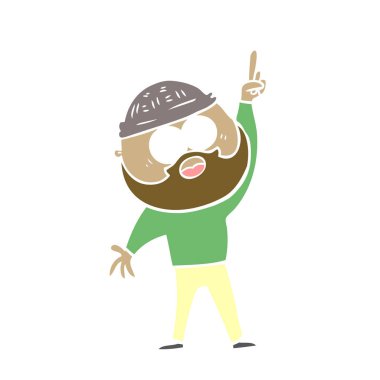 düz renk stil çizgi film adam sakallı