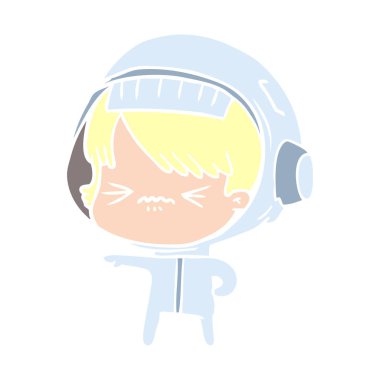 kızgın düz renk tarzı çizgi film alan kız