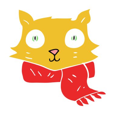 eşarp kedi düz renkli çizimi