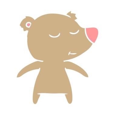 mutlu düz renk tarzı çizgi film ayı