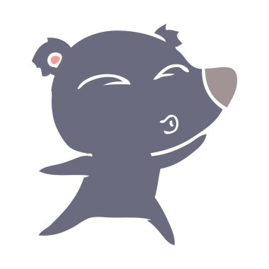 ayı ıslık düz renk stil çizgi film