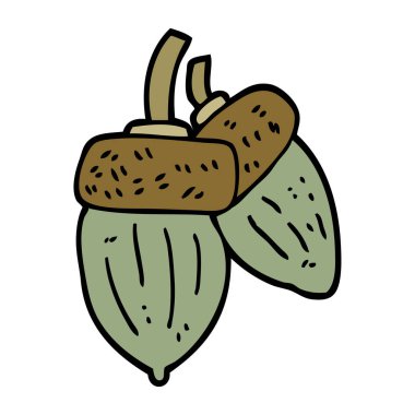 Beyaz arka plan, vektör, illüstrasyon izole karikatür doodle meşe palamudu düz simgesi