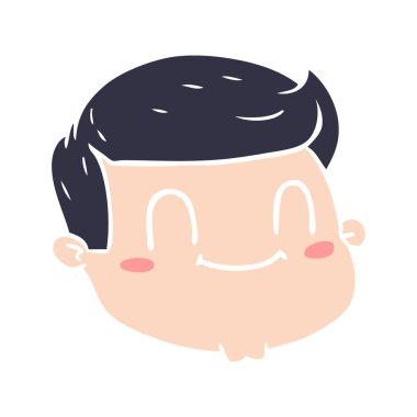 düz renk stil çizgi film erkek yüz