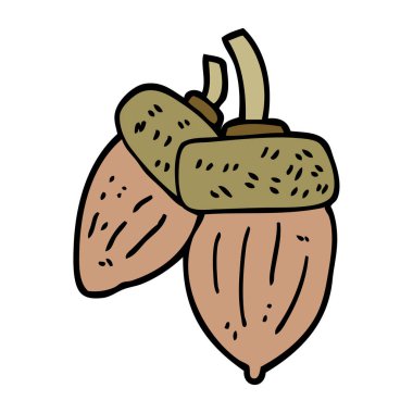 Beyaz arka plan, vektör, illüstrasyon izole karikatür doodle meşe palamudu düz simgesi