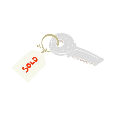 anahtar satılan etiketi ile düz renkli çizimi