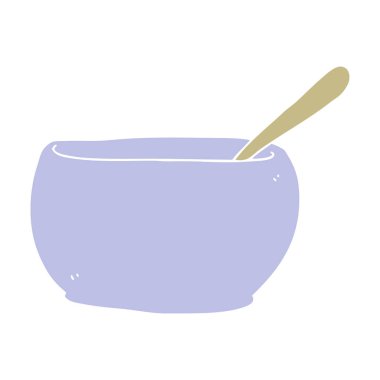 düz renk tarzı çizgi film çorba kasesi