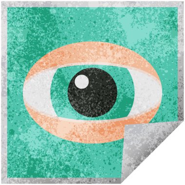 bakan göz grafik vektör çizim kare etiketi