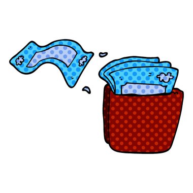 çizgi film doodle cüzdanı para dolu