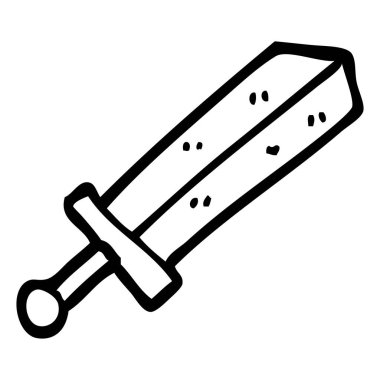 siyah beyaz çizgi film kılıç