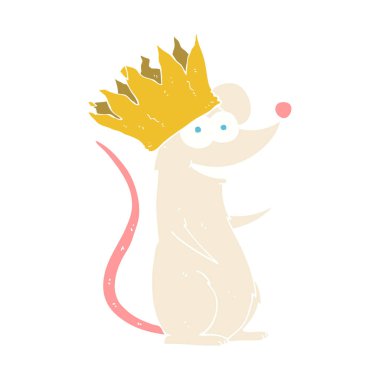 taç giyen fare düz renkli çizimi