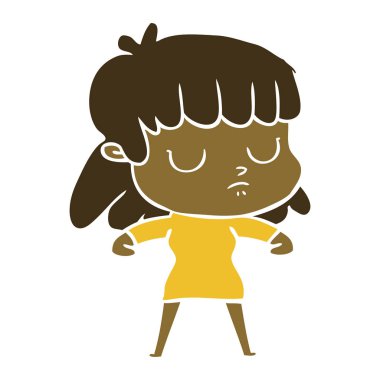 düz renk tarzı çizgi film kayıtsız kadın