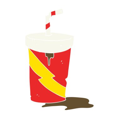 abur cubur cola içecek düz renkli çizimi