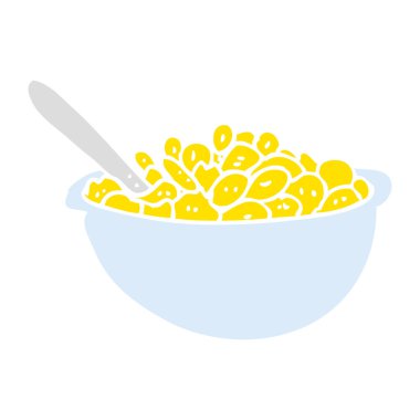 kase mısır gevreği düz renkli çizimi