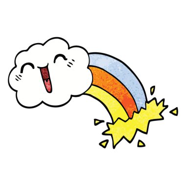 çizgi film doodle mutlu bulut ve gökkuşağı