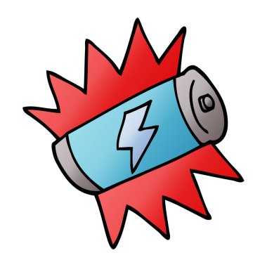 Pil tam olarak şarj karikatür doodle