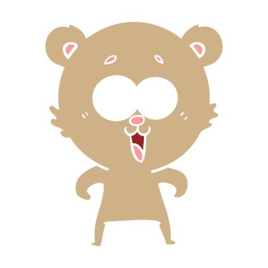 oyuncak ayı düz renk stil çizgi film gülüyor