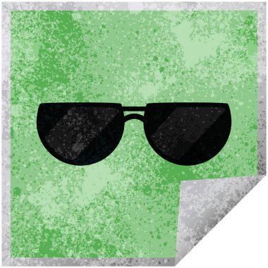 güneş gözlüğü grafik vektör çizim kare etiketi