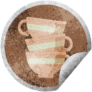 bardak grafik vektör çizim dairesel etiket yığını