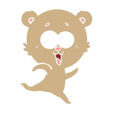 oyuncak ayı düz renk stil çizgi film gülüyor