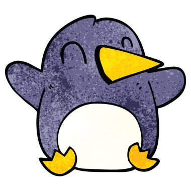 Doodle yılbaşı penguen karikatür