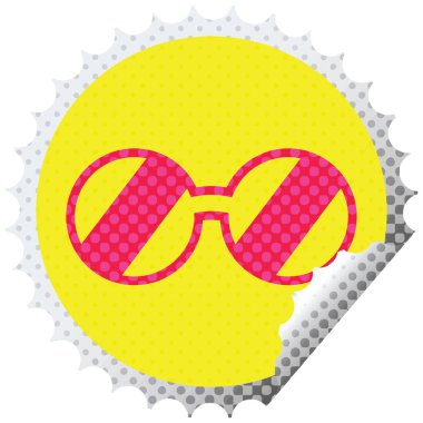 Gözlük grafik vektör çizim dairesel peeling etiket