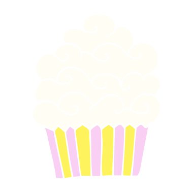 düz renk illüstrasyon karikatür vanilyalı kek