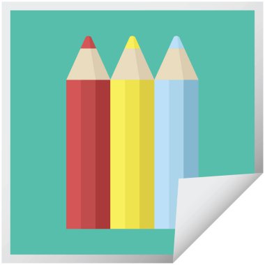 renk kalemler grafik vektör çizim kare etiketi