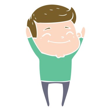 mutlu düz renk tarzı çizgi film adam