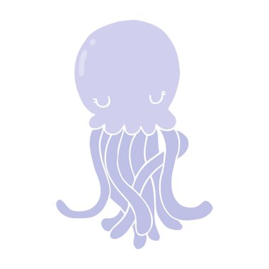 sevimli düz renk tarzı çizgi film denizanası