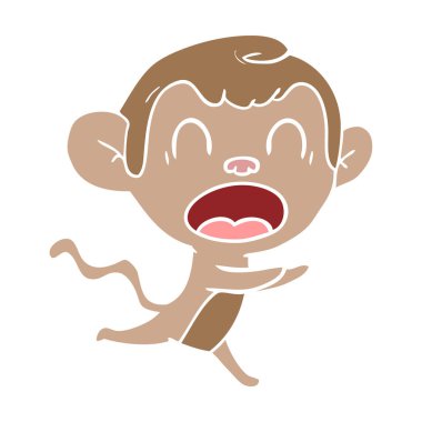 düz renk stil karikatür maymun bağırarak