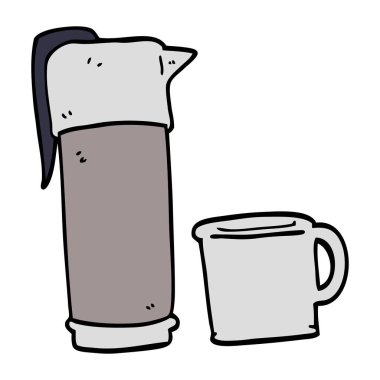 çizgi film doodle kahve termosu