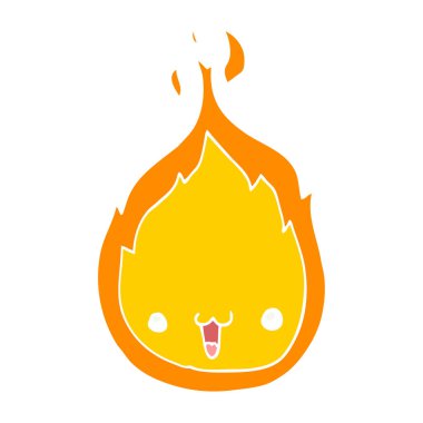 sevimli düz renk tarzı çizgi film alev