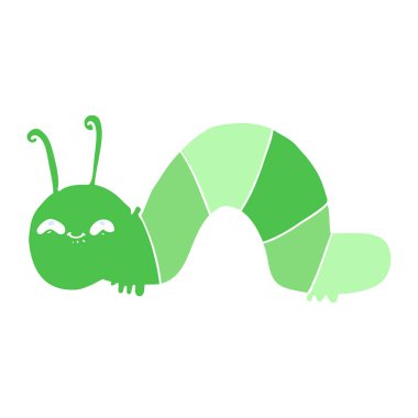 düz renk stil karikatür mutlu tırtıl