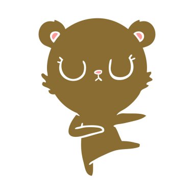 huzurlu düz renk tarzı çizgi film ayı yavrusu