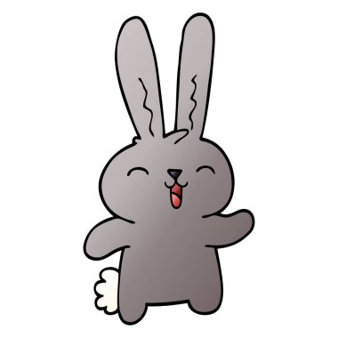 çizgi film doodle mutlu tavşan