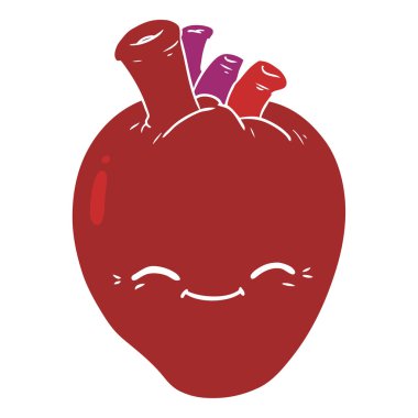 düz renk stil karikatür mutlu kalp