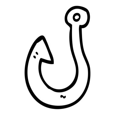 siyah beyaz çizgi film olta kancası