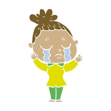 düz renk tarzı çizgi film Ağlayan kadın