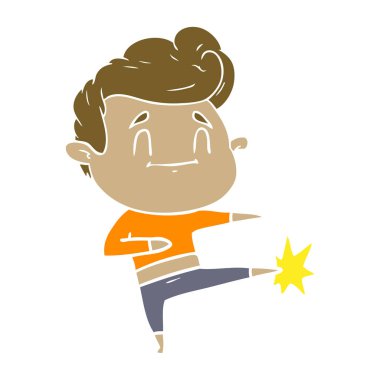 mutlu düz renk tarzı çizgi film adam