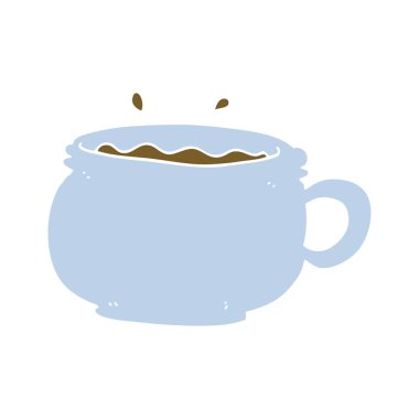 düz renk tarzı çizgi film sıcak fincan kahve