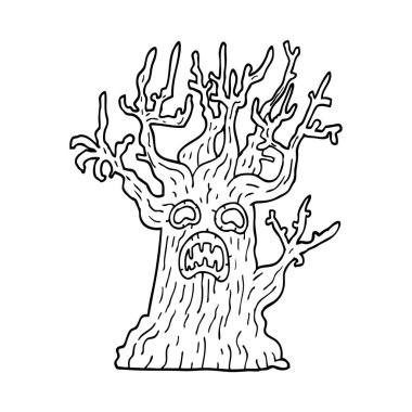 çizgi çizme çizgi film ürkütücü ağaç