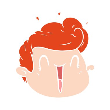 düz renk stil çizgi film erkek yüz sürpriz